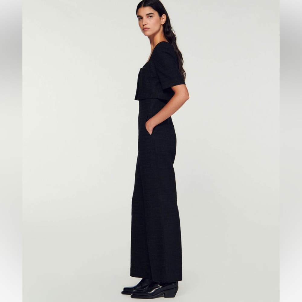 SANDRO | Tweed Trouser Jumpsuit Sz FR 40 (US 8) - Picture 3 of 8
